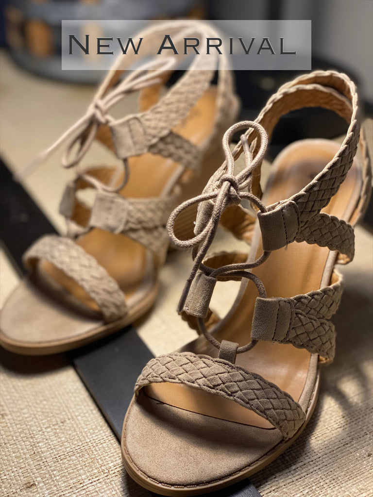 Barnes Taupe Suede Braided Strappy Sandal