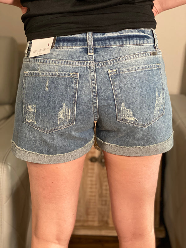 Mid Rise Shorts with Fold