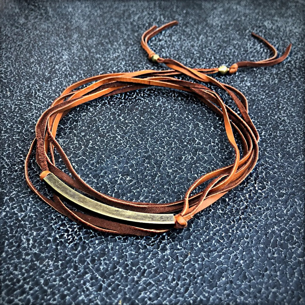 ROADHOUSE COLLECTION- Leather Wrap Choker - Rust